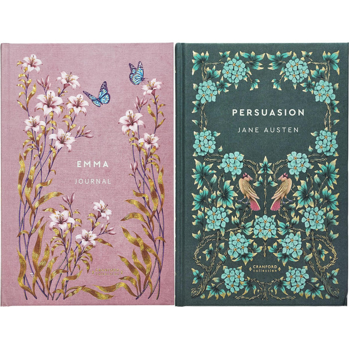Jane Austen Cranford Collection (Hardcover, 6 Books) with 2 Journals – Elegant Set Featuring Pride and Prejudice, Sense and Sensibility, Emma, Persuasion, Northanger Abbey, and Mansfield Park