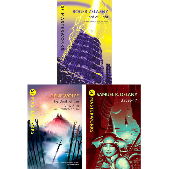 SF Masterworks Collection – Myth, Power & Language in Lord of Light by Roger Zelazny, Shadow & Claw by Gene Wolfe & Babel-17 by Samuel R. Delany (3-Book Set)