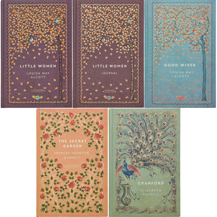 The Strength & Resilience Collection: Little Women & Good Wives by L. M. Alcott, The Secret Garden by F. H. Burnett, Cranford by E. Gaskell (Hardcover, 4 Books) with Journal – Cranford Edition