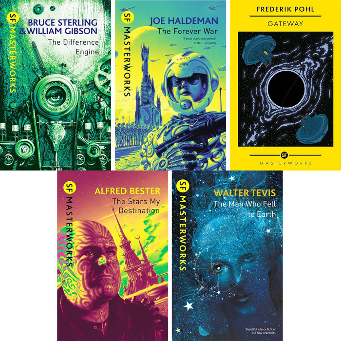 SF Masterworks Collection: Sci-Fi Classics of Technology & Space Exploration in The Difference Engine by Gibson & Sterling, The Forever War by Haldeman, Gateway by Pohl & More (5-Book Set)