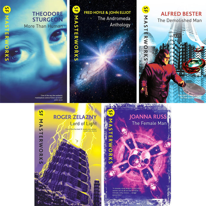 SF Masterworks Human Mind Collection: Exploring Self, Identity & Intelligence in More Than Human, Andromeda Anthology, The Demolished Man, Lord of Light, Female Man (5-Book Set)