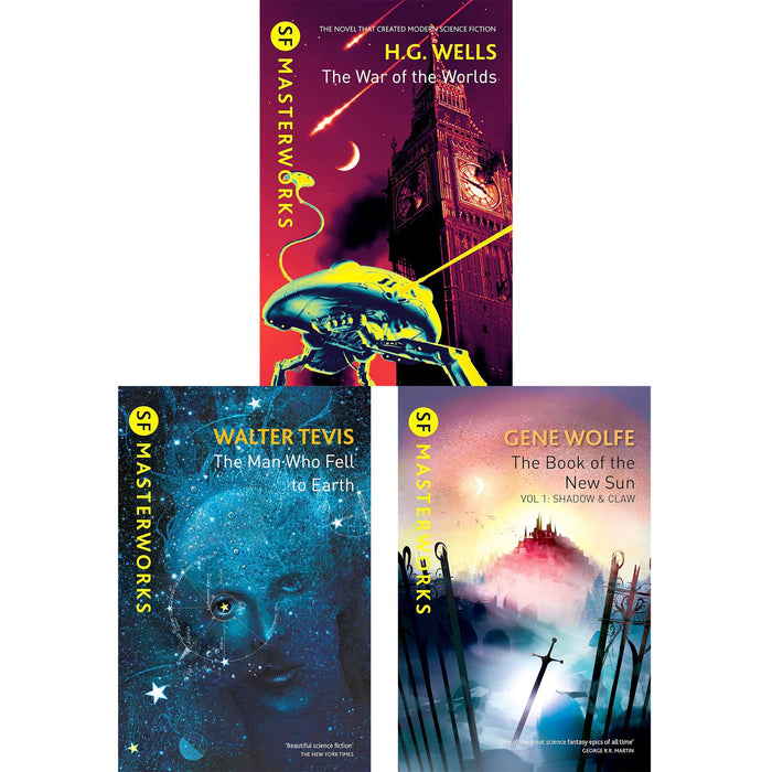 SF Masterworks Collection: Alien Encounters, Power & Survival Featuring War of the Worlds by H.G. Wells, Man Who Fell to Earth by Walter Tevis & Shadow & Claw by Gene Wolfe (3-Book Set)