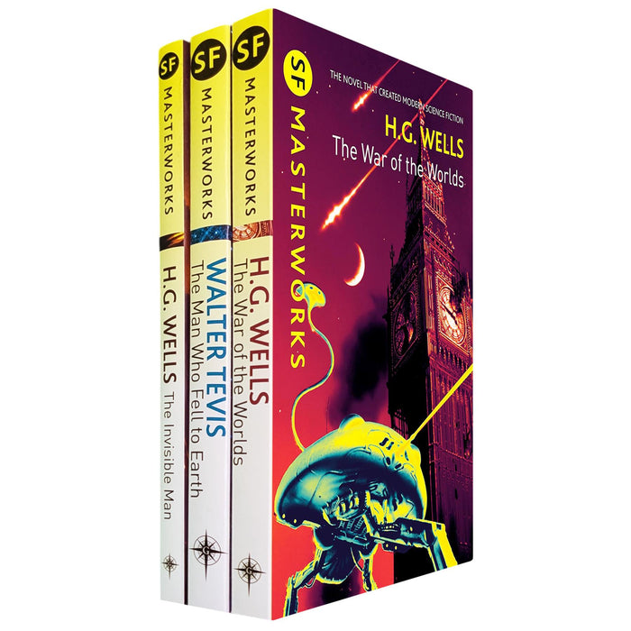 SF Masterworks Collection – Alien Encounters, Unseen Forces & Isolation by H.G. Wells & Walter Tevis Featuring The Invisible Man, The Man Who Fell to Earth & The War of the Worlds (3-Book Set)