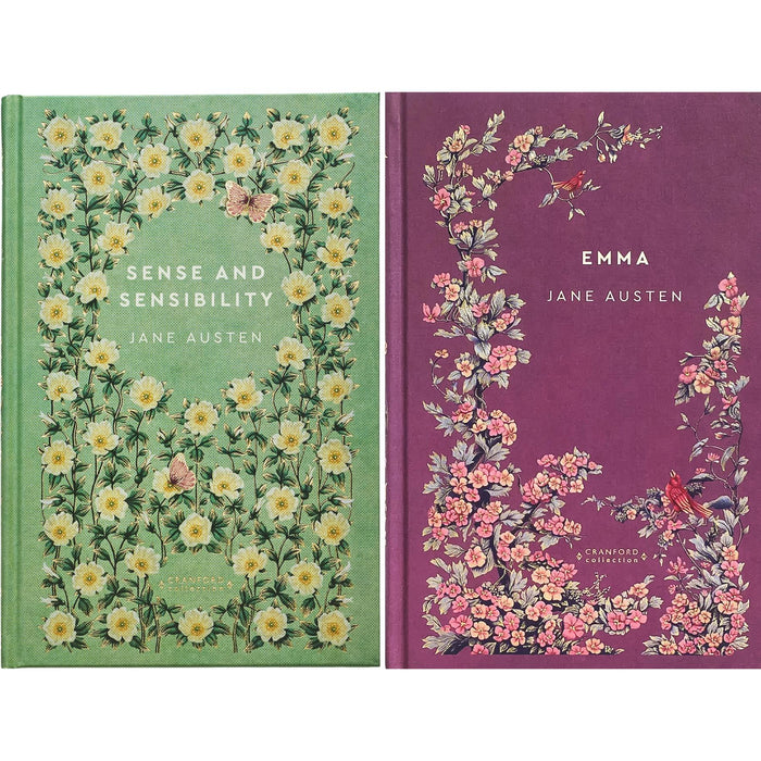 Jane Austen Cranford Collection (Hardcover, 6 Books) with 2 Journals – Elegant Set Featuring Pride and Prejudice, Sense and Sensibility, Emma, Persuasion, Northanger Abbey, and Mansfield Park