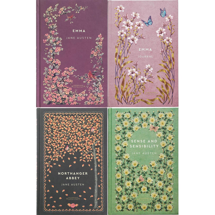 Emma, Northanger Abbey, and Sense and Sensibility by Jane Austen (Hardcover) with Emma Journal – An Elegant Cranford Edition Set of Wit, Romance, and Social Insight