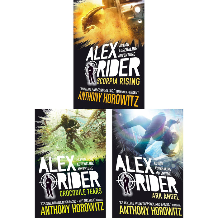 Alex Rider Mission Series: Ark Angel, Crocodile Tears & Scorpia Rising – Gripping Spy Adventures for Young Readers by Anthony Horowitz (3 Books, Paperback)