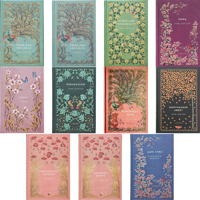 The Jane Austen & Brontë Sisters Collection (Hardcover, 8 Books + 3 Journals) – Pride and Prejudice, Wuthering Heights, Jane Eyre & More – A Cranford Edition Set of Romance & Gothic Literature