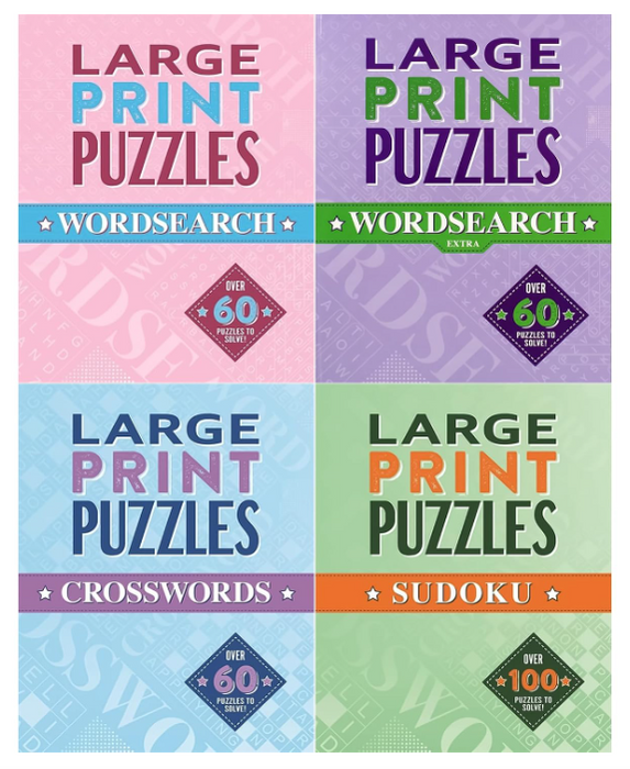 Large Print Puzzles Collection: Wordsearch, Wordsearch Extra, Crosswords & Sudoku (4-Book Set)