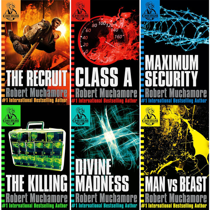 CHERUB Series Books 1-6 by Robert Muchamore – Undercover Missions Collection: Recruit, Class A, Maximum Security, The Killing, Divine Madness, Man vs Beast
