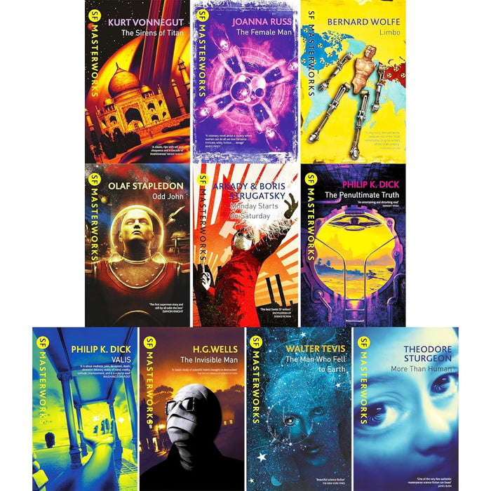 Satirical & Philosophical SF Masterworks – Thought-Provoking Collection by Vonnegut, Russ, Dick, Wolfe, Wells, Strugatsky, Tevis, Stapledon & Sturgeon