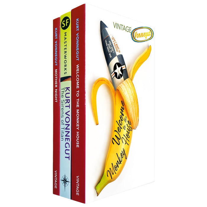 Kurt Vonnegut Satirical & Sci-Fi Collection – Mother Night, Sirens of Titan & Welcome to the Monkey House – Exploring Absurdity, Identity, and the Human Condition (3-Book Set)
