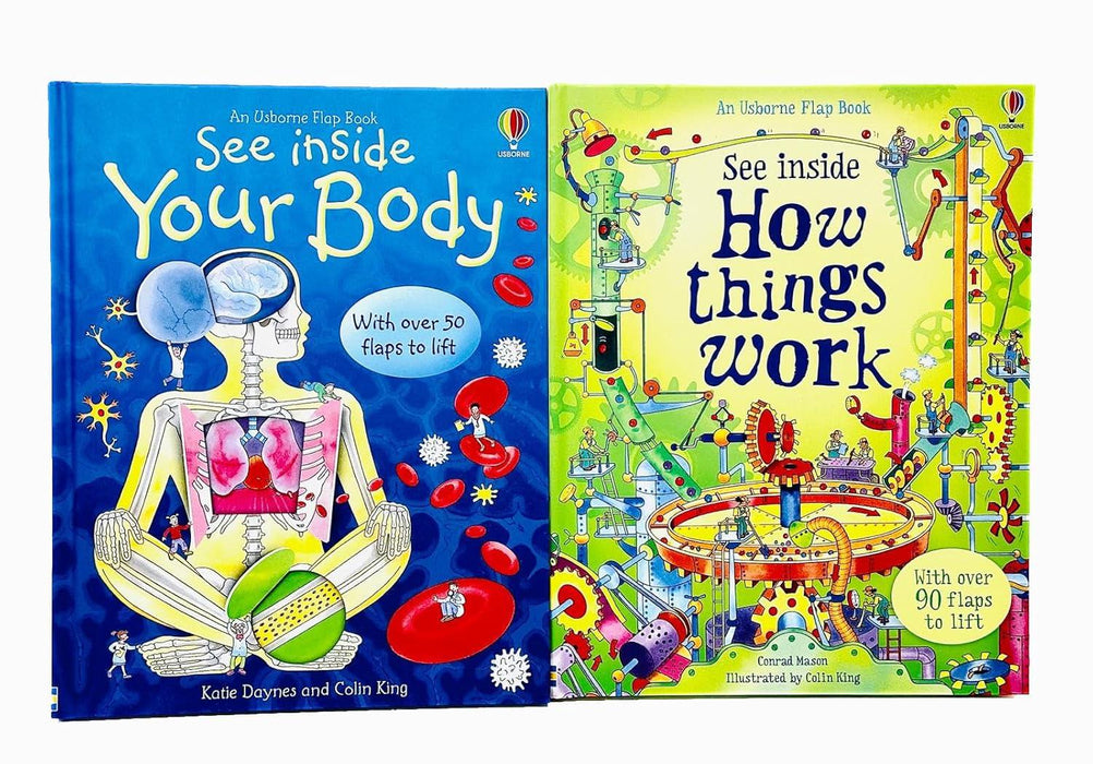 An Usborne Flap Book See Inside Series 2 Books Set (See Inside Your Body, See Inside How Things Work)