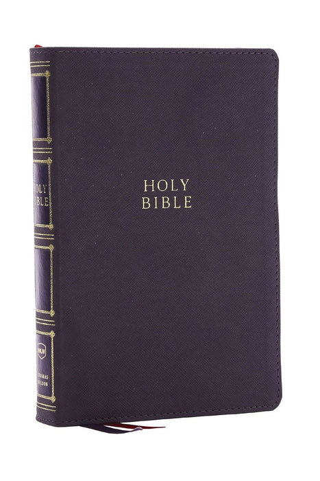 NKJV, Compact Center-Column Reference Bible, Black Genuine Leather, Red Letter, Comfort Print (Thumb Indexed): New King James Version, Gray, ... Reference, Red Letter, Comfort Print