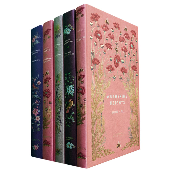 Heroines & Society: Jane Eyre & Wuthering Heights by C. & E. Brontë, Cranford by E. Gaskell, The Age of Innocence by E. Wharton (Hardcover, 4 Books) with Journal – A Beautiful Cranford Edition