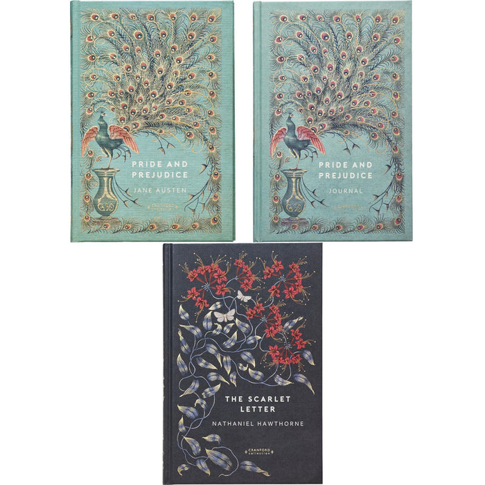 Pride and Prejudice by Jane Austen & The Scarlet Letter by Nathaniel Hawthorne (Hardcover, 2 Books) with Pride and Prejudice Journal – A Cranford Edition Set of Love, Honor & Timeless Redemption