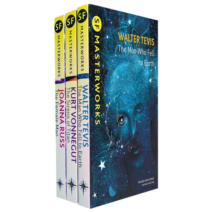SF Masterworks Collection: Gender, Identity & Cosmic Adventures in The Female Man by Joanna Russ, Sirens of Titan by Kurt Vonnegut & The Man Who Fell to Earth by Walter Tevis (3-Book Set)