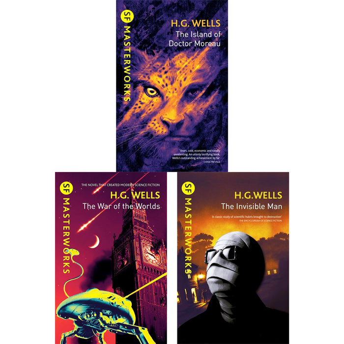 H.G. Wells SF Masterworks – Confronting Alien Invasions & Unveiling Ethical Dilemmas in The War of the Worlds, The Island of Doctor Moreau & The Invisible Man (3-Book Set)