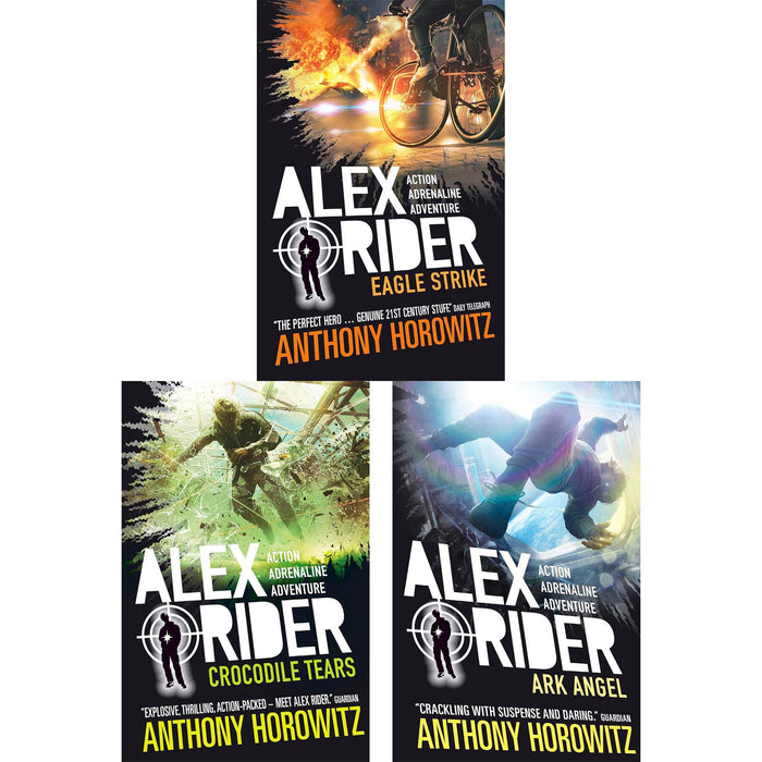 Alex Rider Mission Series: Eagle Strike, Crocodile Tears & Ark Angel – Gripping Spy Adventures for Young Readers by Anthony Horowitz (3 Books, Paperback)