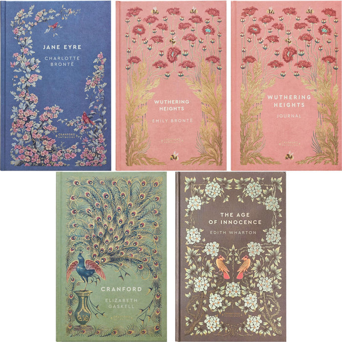 Heroines & Society: Jane Eyre & Wuthering Heights by C. & E. Brontë, Cranford by E. Gaskell, The Age of Innocence by E. Wharton (Hardcover, 4 Books) with Journal – A Beautiful Cranford Edition