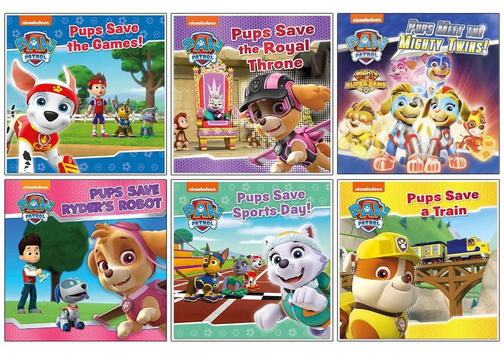 Nickelodeon Paw Patrol 5 Books Collection Set(Pups Meet The Mighty Twins!, Pups Save a Train, Pups Save The Games!, Pups Save Sports Day! & Pups Save Ryder's Robo