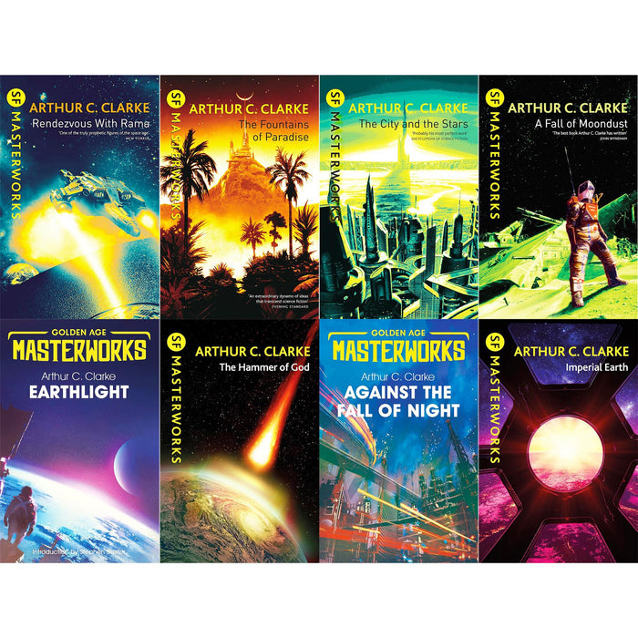 Arthur C. Clarke Sci-Fi Collection: Rendezvous with Rama, Fountains of Paradise, The City and the Stars & More – Masterworks of Space Exploration & Dystopian Fiction (8-Book Set)