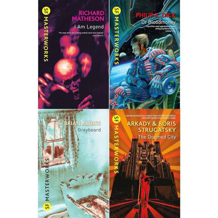 SF Masterworks Collection: End of Civilisation Visions in I Am Legend, Dr. Bloodmoney, Greybeard & The Doomed City by Matheson, Dick, Aldiss & Strugatsky