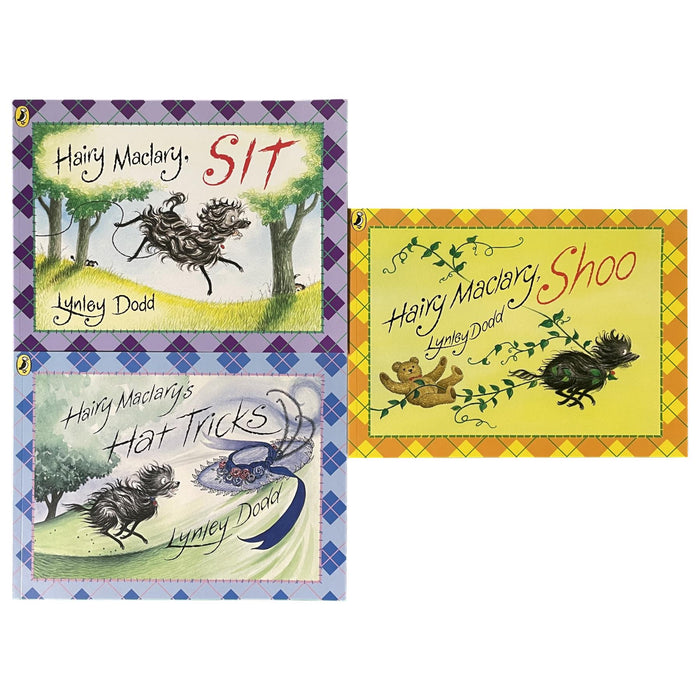 Hairy Maclary & Friends Collection by Lynley Dodd: Shoo, Sit & Hat Tricks - Three Rhythmic Tales of High-Speed Chases and Canine Chaos (3-Book Set)