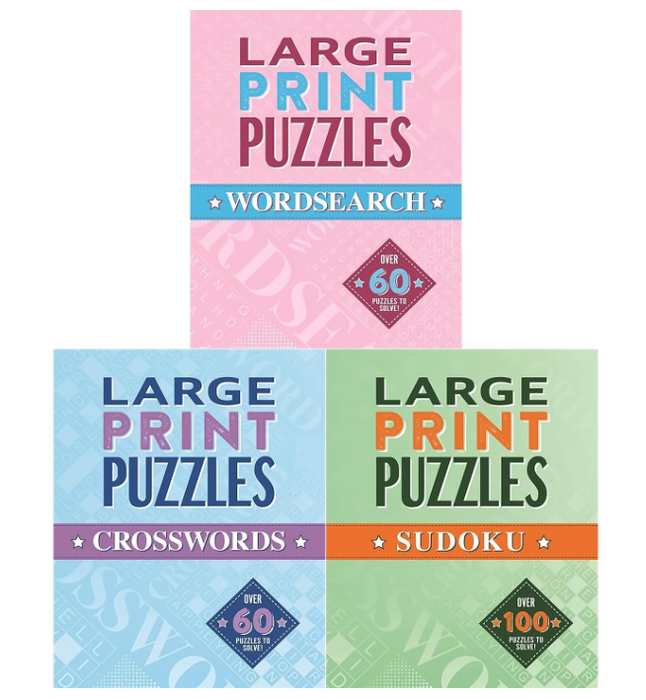 Large Print Puzzles Collection: Wordsearch, Crosswords & Sudoku