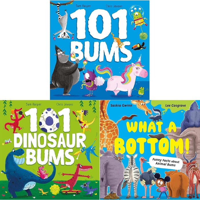 Hilarious Picture Books Collection: 101 Bums, 101 Dinosaur Bums & What a Bottom