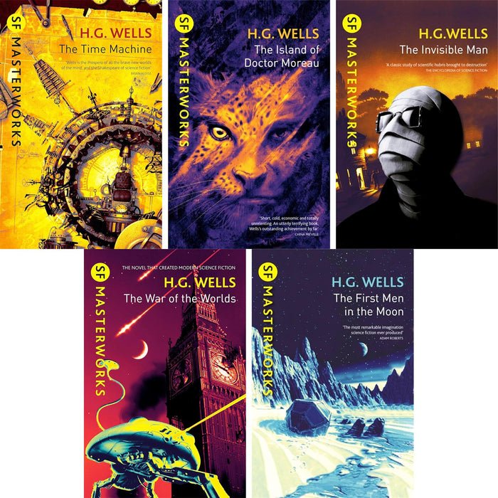 H.G. Wells SF Masterworks Collection – Time Travels & Alien Invasions in Time Machine, Island of Doctor Moreau, Invisible Man, War of the Worlds & First Men in the Moon (5-Book Set)