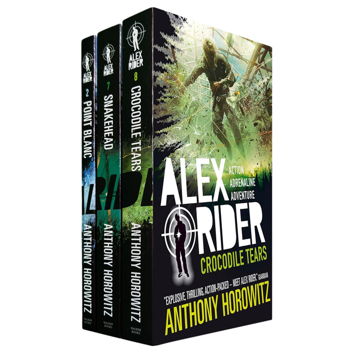 Alex Rider Spy Missions: Crocodile Tears, Point Blanc & Snakehead – High-Stakes Espionage & Global Adventure (3-Book Set)