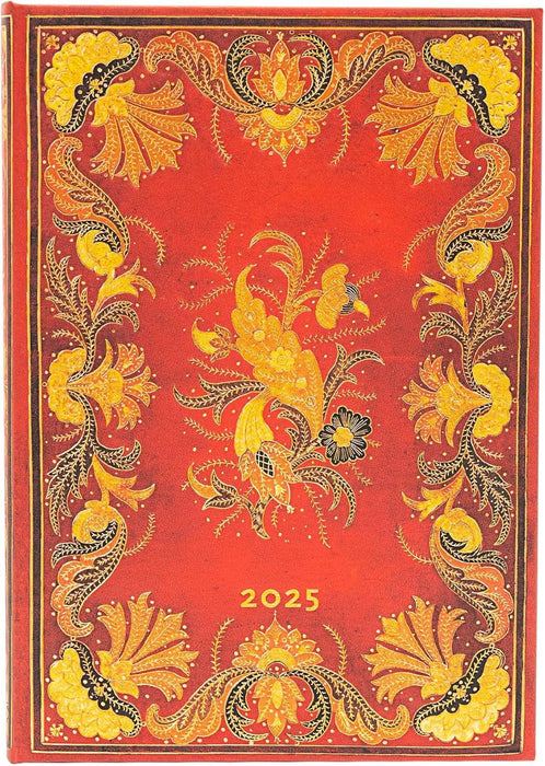 Kalendarz Paperblanks 2025 Fiammetta Midi tygodniowy VER: tydzień na dwóch stronach, zamykany na gumkę, Papier 100 GSM