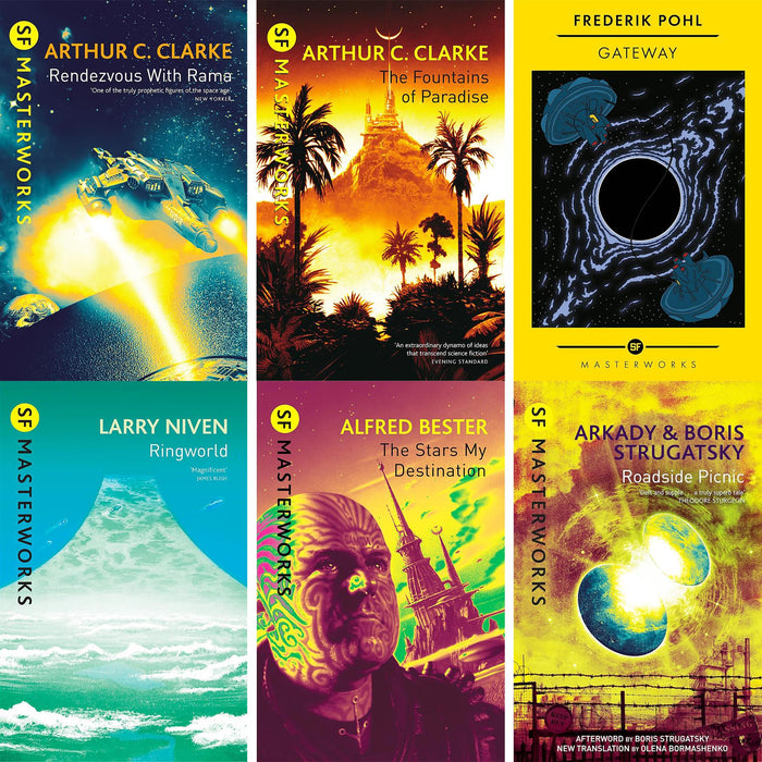 SF Masterworks Collection: Space Exploration, First Contact & Cosmic Mysteries in Rendezvous with Rama, Fountains of Paradise, Gateway, Ringworld, Stars My Destination & Roadside Picnic (6-Book Set)
