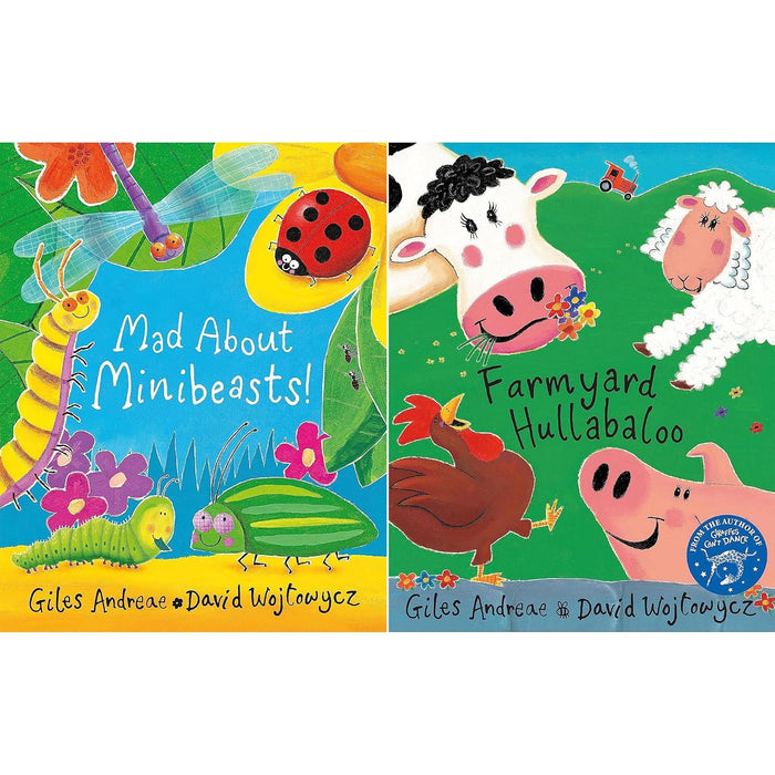 Animal Adventures Collection: 2-Book Set by Giles Andreae & David Wojtowycz (Mad About Minibeasts!, Farmyard Hullabaloo)
