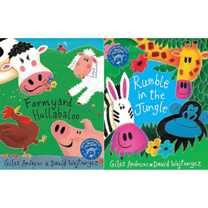 Animal Adventures Collection: 2-Book Set by Giles Andreae & David Wojtowycz (Farmyard Hullabaloo, Rumble in the Jungle)