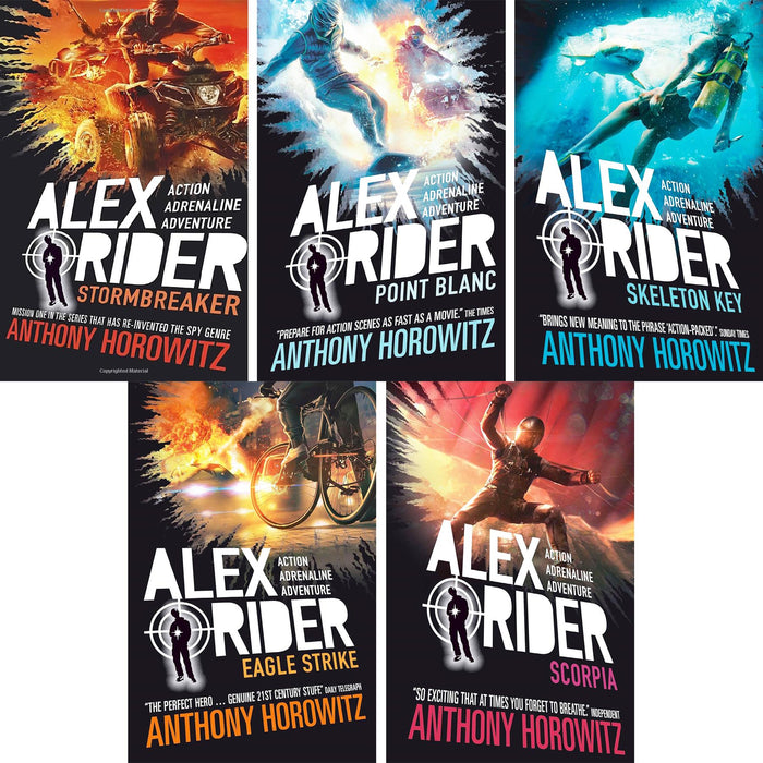 Alex Rider Mission Series by Anthony Horowitz: Stormbreaker, Point Blanc, Skeleton Key, Eagle Strike & Scorpia – Action-Packed Adventures for Young Readers (5-Book Set)