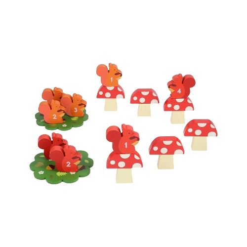 Petit Collage: Squirrel Jump | includes 8 Wooden Squirrels for 2 Players | Reach The Nest First to Win | Don't get Knocked off by your Opponent | Great for 2 Players, Ages 4+