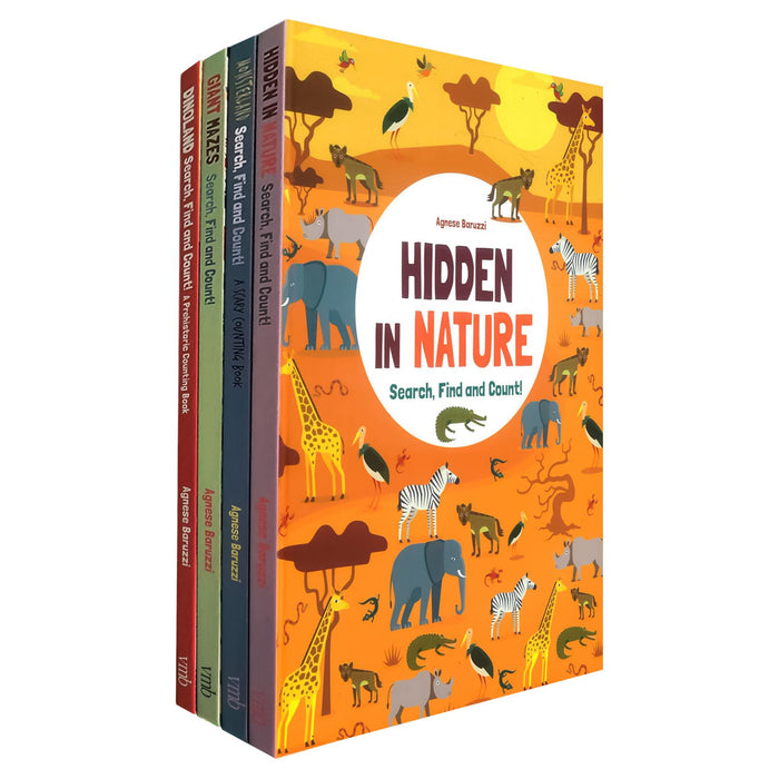 Agnese Baruzzi’s Search, Find & Count Collection: Engaging Counting Adventures Across Nature, Monsterland, Mazes, and Dinoland