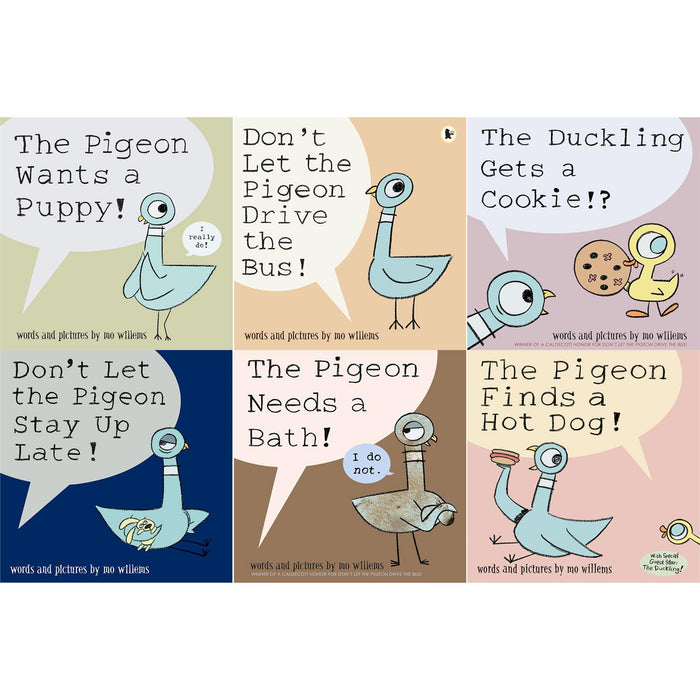 The Pigeon Series by Mo Willems: Don't Let the Pigeon Drive the Bus, Stay Up Late, Needs a Bath, Wants a Puppy, Finds a Hot Dog & Duckling Gets a Cookie - Hilarious Picture Books (6-Book Set)