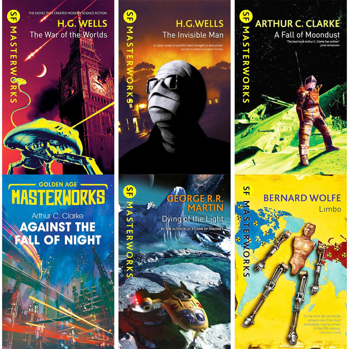 SF Masterworks Foundational Collection – Shaping the Genre in War of the Worlds by H.G. Wells, A Fall of Moondust by Arthur C. Clarke, Limbo by Bernard Wolfe & More (6-Book Set)