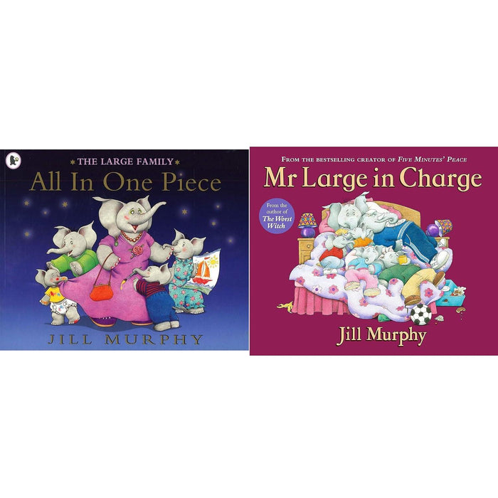 Bear & Large Family Collection by Jill Murphy: Five Minutes Peace, Mr Large in Charge, Whatever Next, Peace at Last & More - Classic Illustrated Picture Books (8-Book Set)