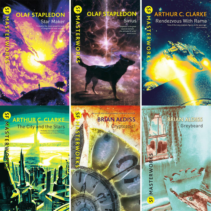 SF Masterworks Collection – Epic Explorations of Evolution, Cosmic Intelligence & Survival by Olaf Stapledon, Arthur C. Clarke & Brian Aldiss (6-Book Set)
