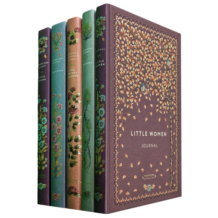 The Strength & Resilience Collection: Little Women & Good Wives by L. M. Alcott, The Secret Garden by F. H. Burnett, Cranford by E. Gaskell (Hardcover, 4 Books) with Journal – Cranford Edition