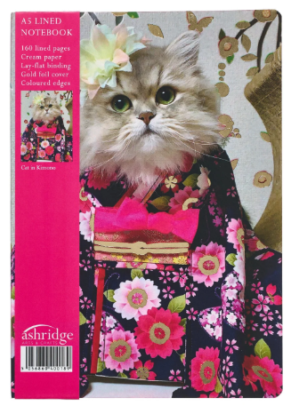 Ashridge: A5 Blank Notebook - Cat in Pink Kimono