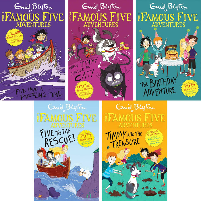 Famous Five Colour Short Stories – 5-Book Collection by Enid Blyton: Classic Adventures Including Puzzling Time, Timmy’s Treasure & More