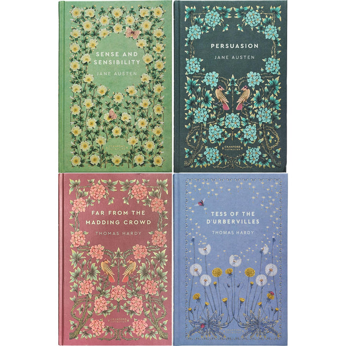 Sense and Sensibility & Persuasion by Jane Austen + Far from the Madding Crowd & Tess of the d’Urbervilles by Thomas Hardy (Hardcover, 4 Books) – A Beautiful Cranford Edition Set of Love & Fate