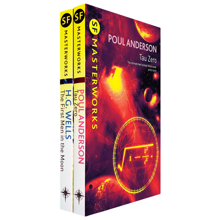 SF Masterworks Collection – Space Exploration & Human Survival in The First Men in the Moon by H.G. Wells & Tau Zero by Poul Anderson (2-Book Set)