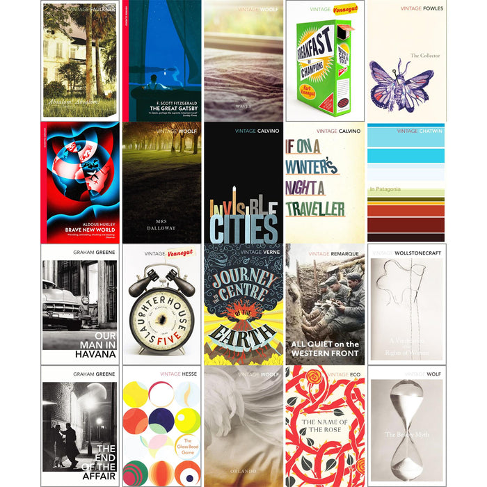 20th Century World Literature Vintage Classics – Essential Books on Love, War & Human Nature by Faulkner, Woolf, Vonnegut, Fitzgerald & More (20-Book Set)