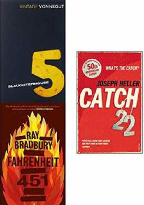 Slaughterhouse 5, Fahrenheit 451, Catch-22 Collection 3 Books Set
