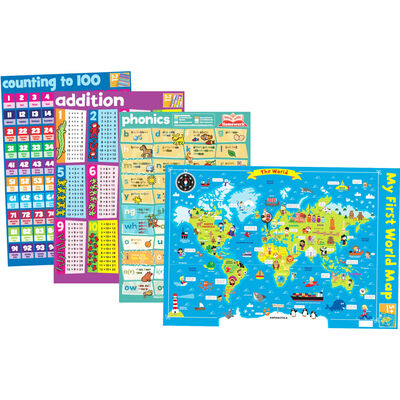 Poster: My First Wall Chart- Addition/Counting/Phonics/World (Age5+)